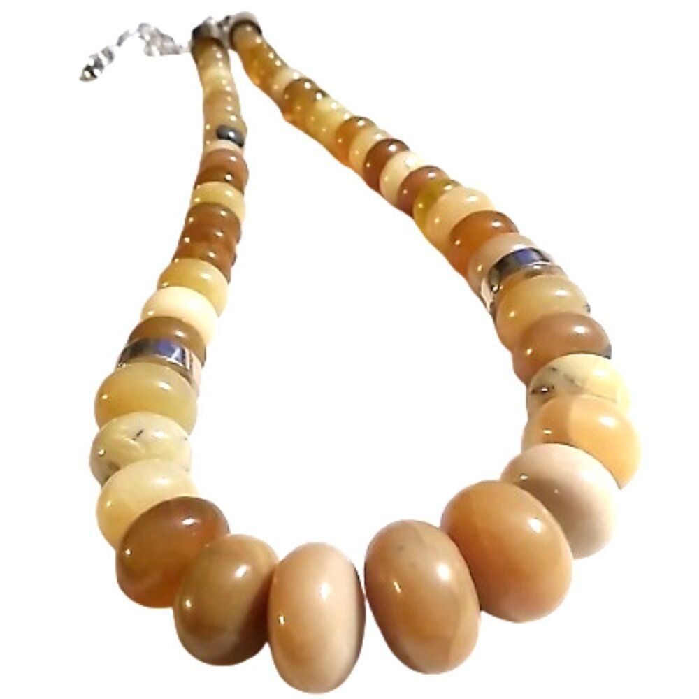 Jay King DTR 925 Necklace Sterling Graduated Yellow Jasper Rondelle Beads